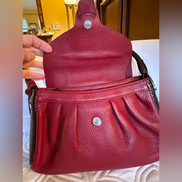 💋💋Brighton Pocketbook - Red & Brown Leather with Silver Hardware- Shoulderbag - Picture 10 of 14